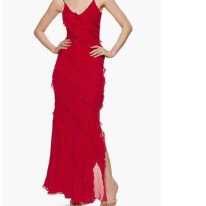 MANGO Ruffle Tiered Chiffon Maxi Dress